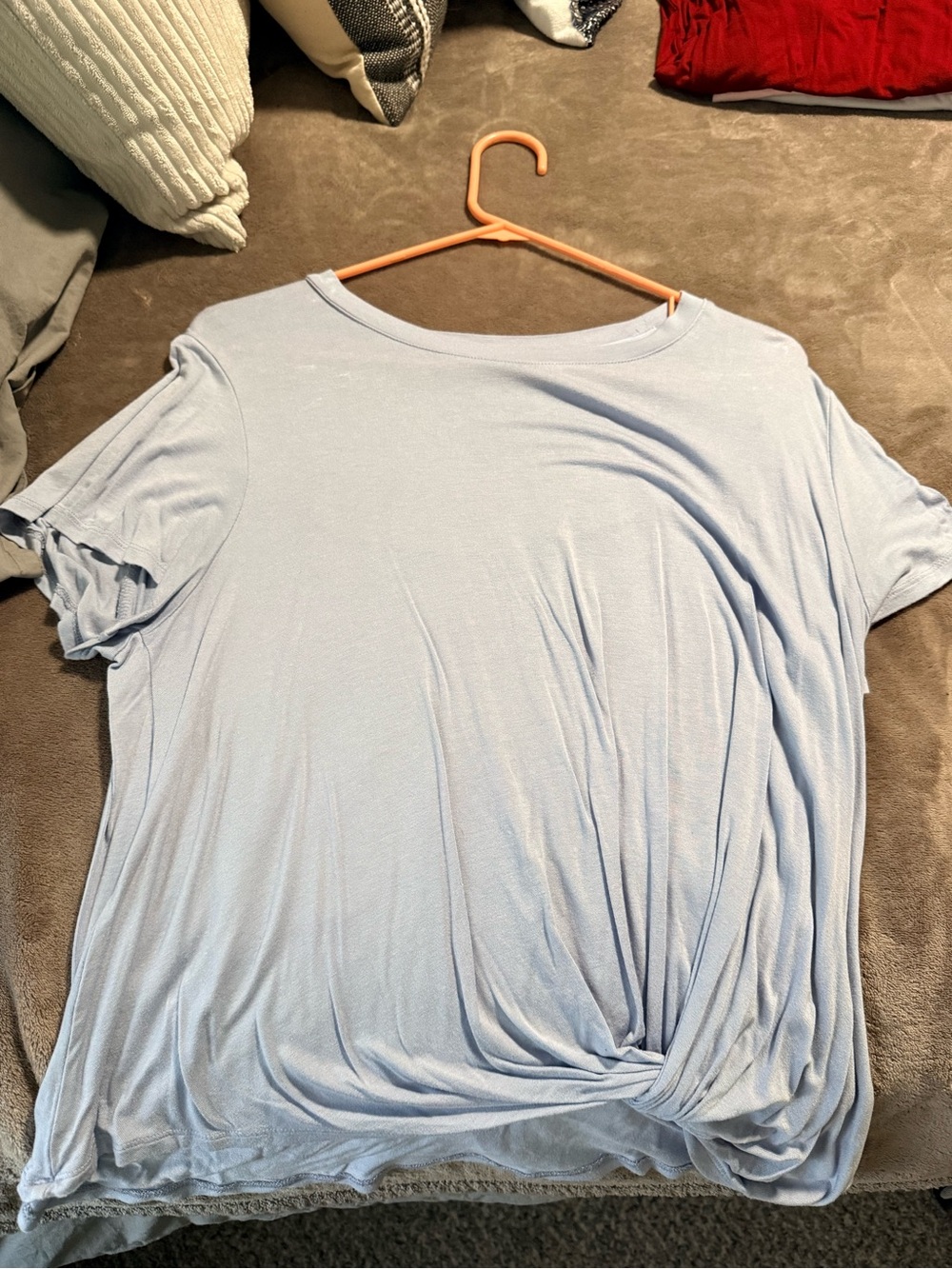 SO Light Blue Short-Sleeve Twist Hem Tee